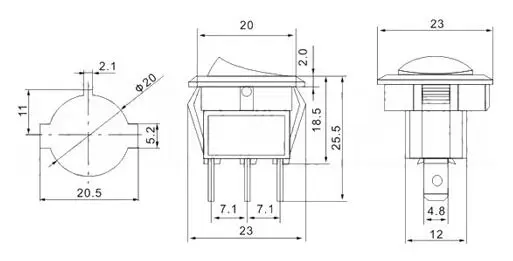 drawing of rocker switch
