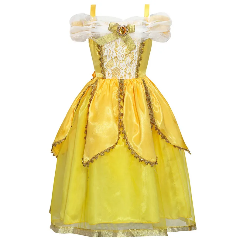 Disney Snow романтичное платье мультфильм сплошного цвета принцесса платье взрыв детское платье с блестками - Цвет: Синий