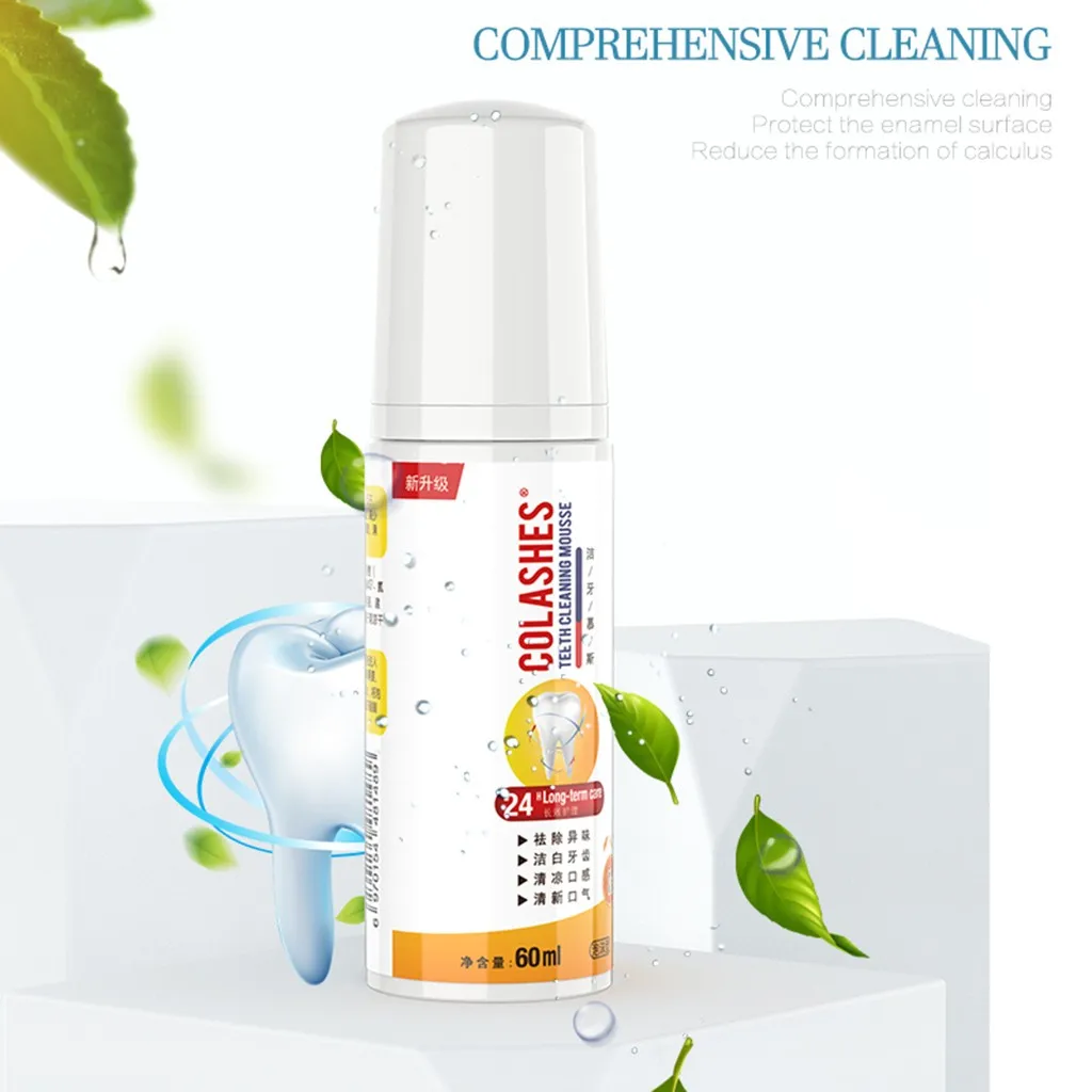 Tooth Stains Removal Bad Breath Removal Fresh Mouth Care Foam Toothpaste 60Ml Teeth Whitening Oral Hygiene Removes Plaque Stains