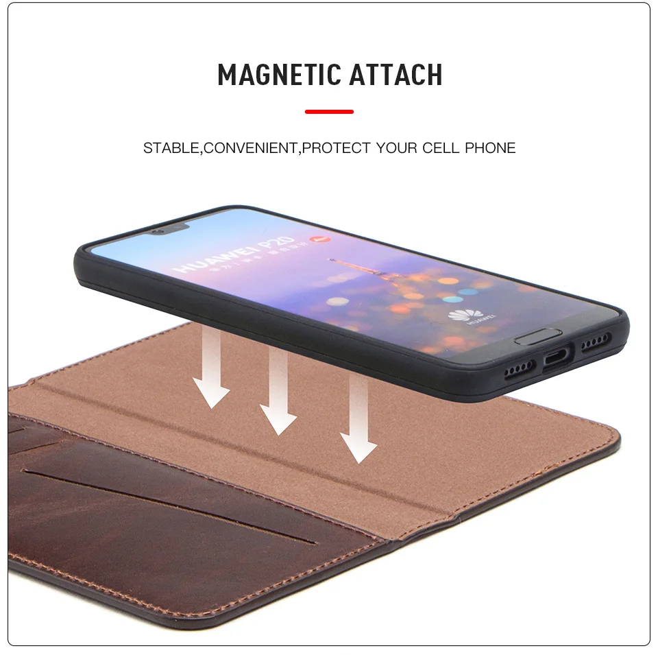 Huawei dustproof case Magnetic Genuine Leather Wallet Case For Huawei P20 Solid Color Flip Zipper Cover Card Slot Phone Case Top Shell Folding Cover huawei silicone case