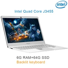P9-06 silver 6G RAM 64G SSD Intel Celeron J3455 19 Gaming laptop notebook desktop computer with Backlit keyboard"