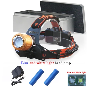 

head lamp head torch led headlight Blu-ray white light Dual light source Recharge zoom headlamp 18650 lantern camping fishing