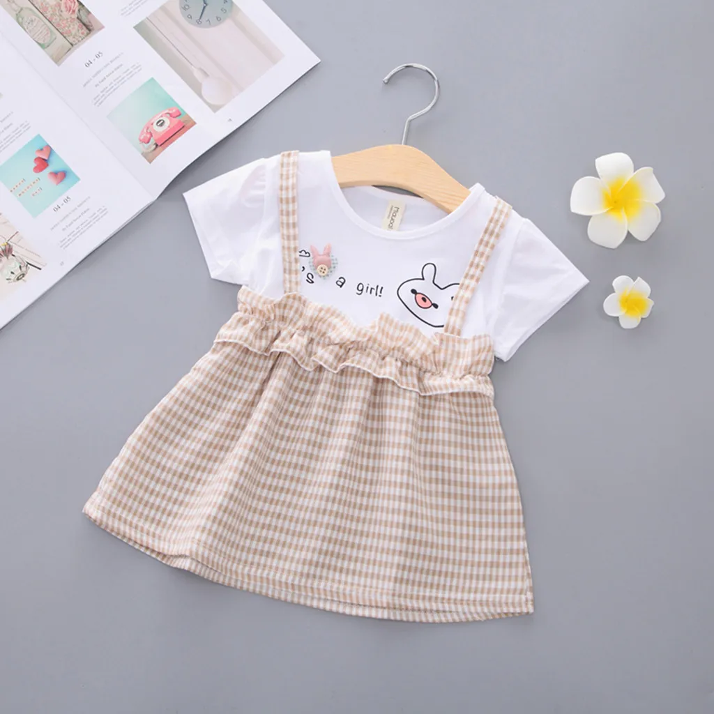 Детское летнее платье пачка с коротким рукавом и принтом|Платья| |