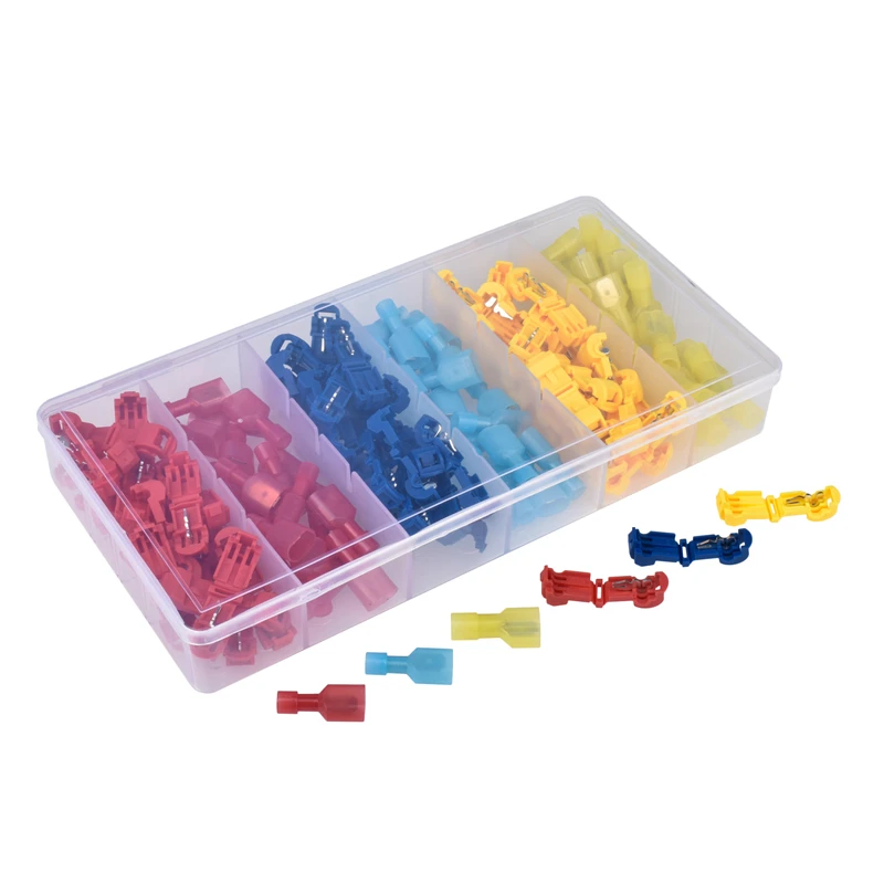 

120pcs Quick Splice Wire Cable Connectors Terminals Crimp Scotch Lock Electrical Car Audio Kit Tool Set T-shape