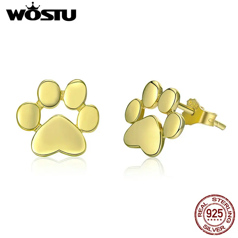 Женские серьги гвоздики WOSTU из стерлингового серебра 925 пробы с золотыми