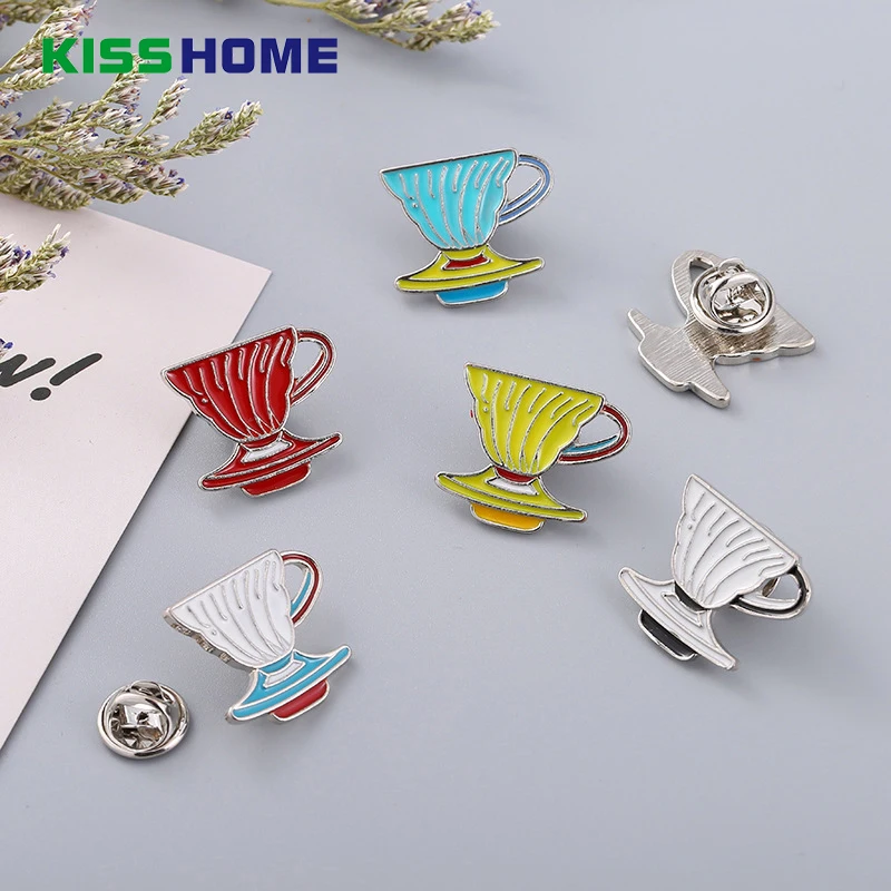 

Couple Espresso Accessories Glaze Tea Cup Drop Oil Brooch Mini Coffee Tamper Beautiful Coffee Badge Cafe Gift for Coffee Lovers