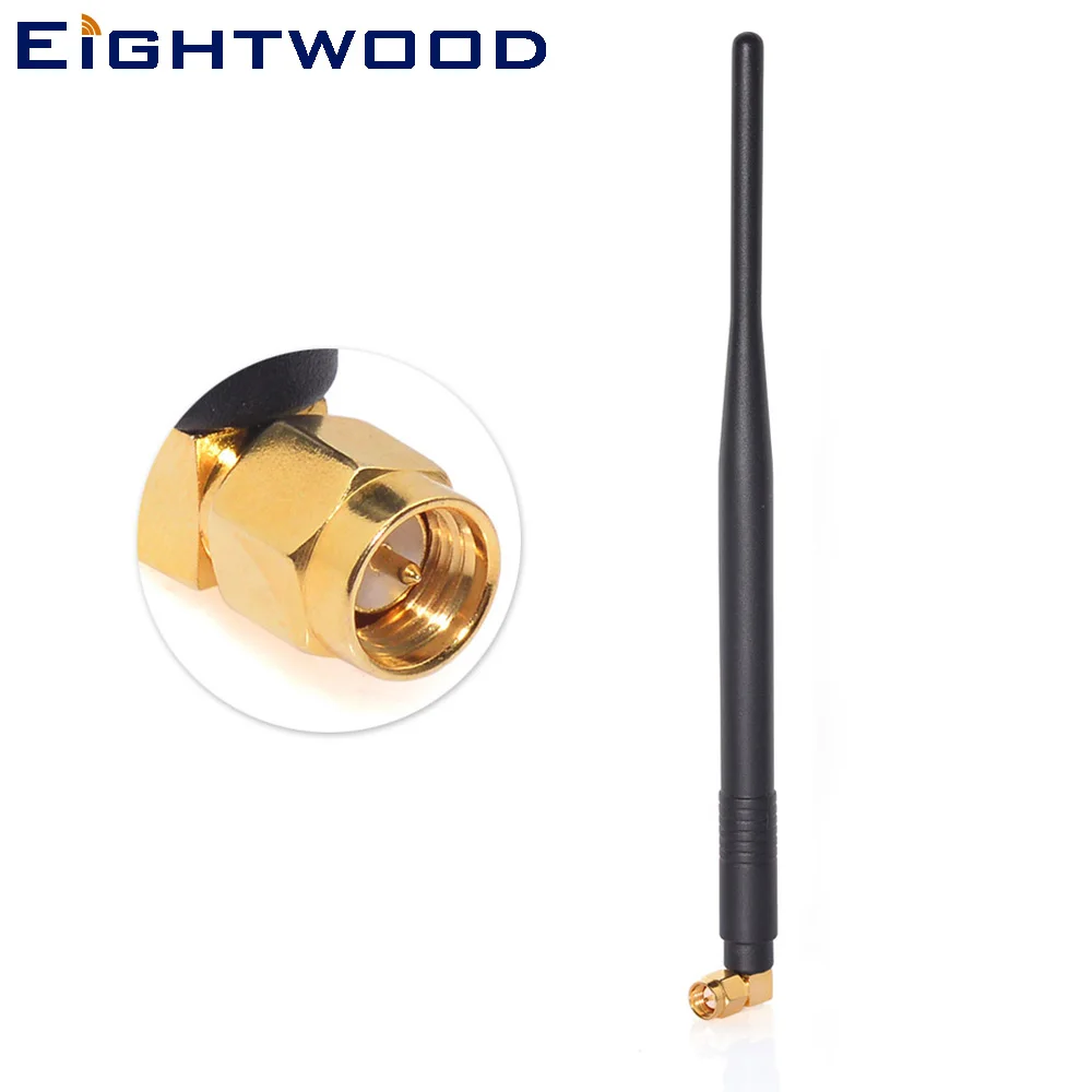 

Eightwood GSM Antenna 433Mhz, 2dbi SMA Plug right angle Connector for Alarms ISM Remote Control Security Systems