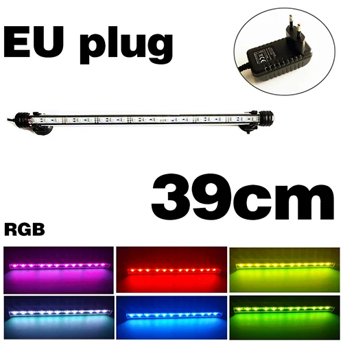 Аквариумный светодиодный светильник, водонепроницаемый освещение для аквариума, подводный аквариумный светильник, аквариумные лампы, Декор, освещение 110 В/220 В, EU power - Цвет: RGB 39cm