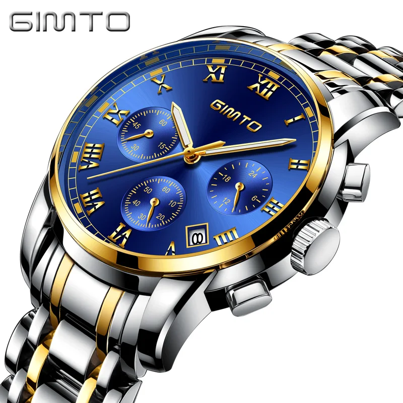 GIMTO Top Brand Gold Quartz Men Watch Business Clock Steel Luxury Male Military Sport Wrist Watches 2018 relogio masculino GIMTO Top Brand Gold Quartz Men Watch Business Clock Steel Luxury Male Military Sport Wrist Watches 2018 relogio masculino