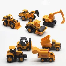 8pcs set Diecast mini alloy construction vehicle Engineering Car Model Inertia truck mixer excavator Classic Toy