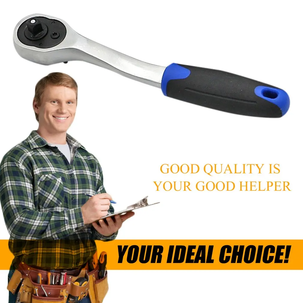 

New 1/4" Ratchet Wrench Quick Release Single-end Chrome Steel Wrench Plastic Handle Professional Repairing Tool