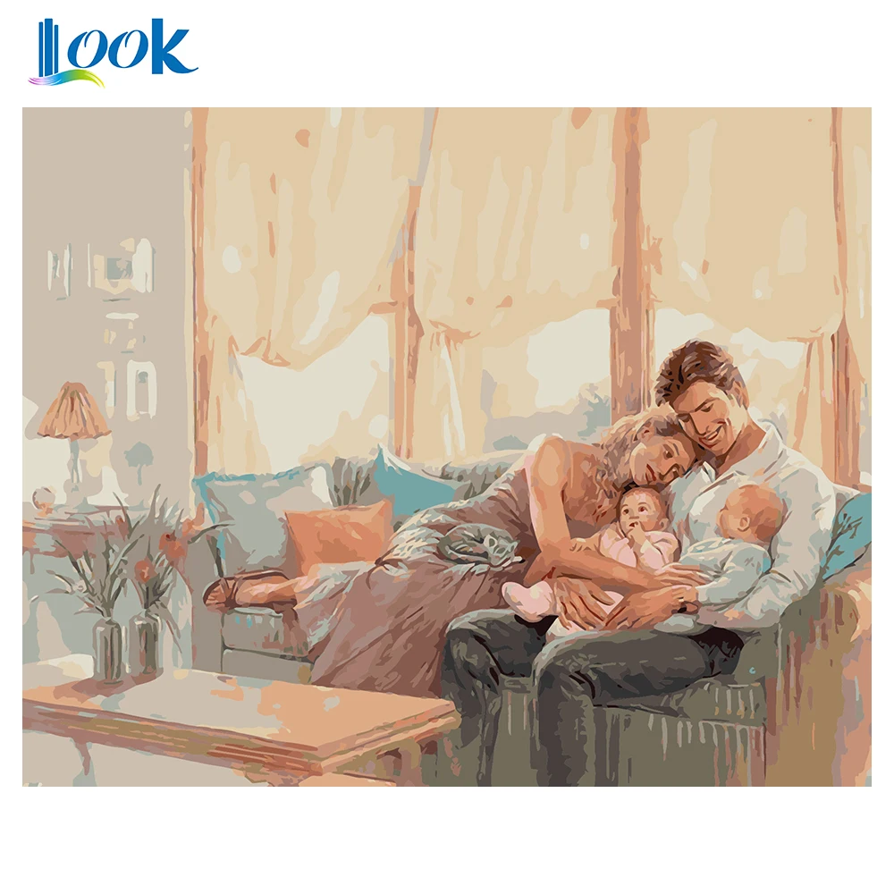

painting by numbers happy family abstract oil painting canvas picture paint by numbers on canvas color modern art for home decor