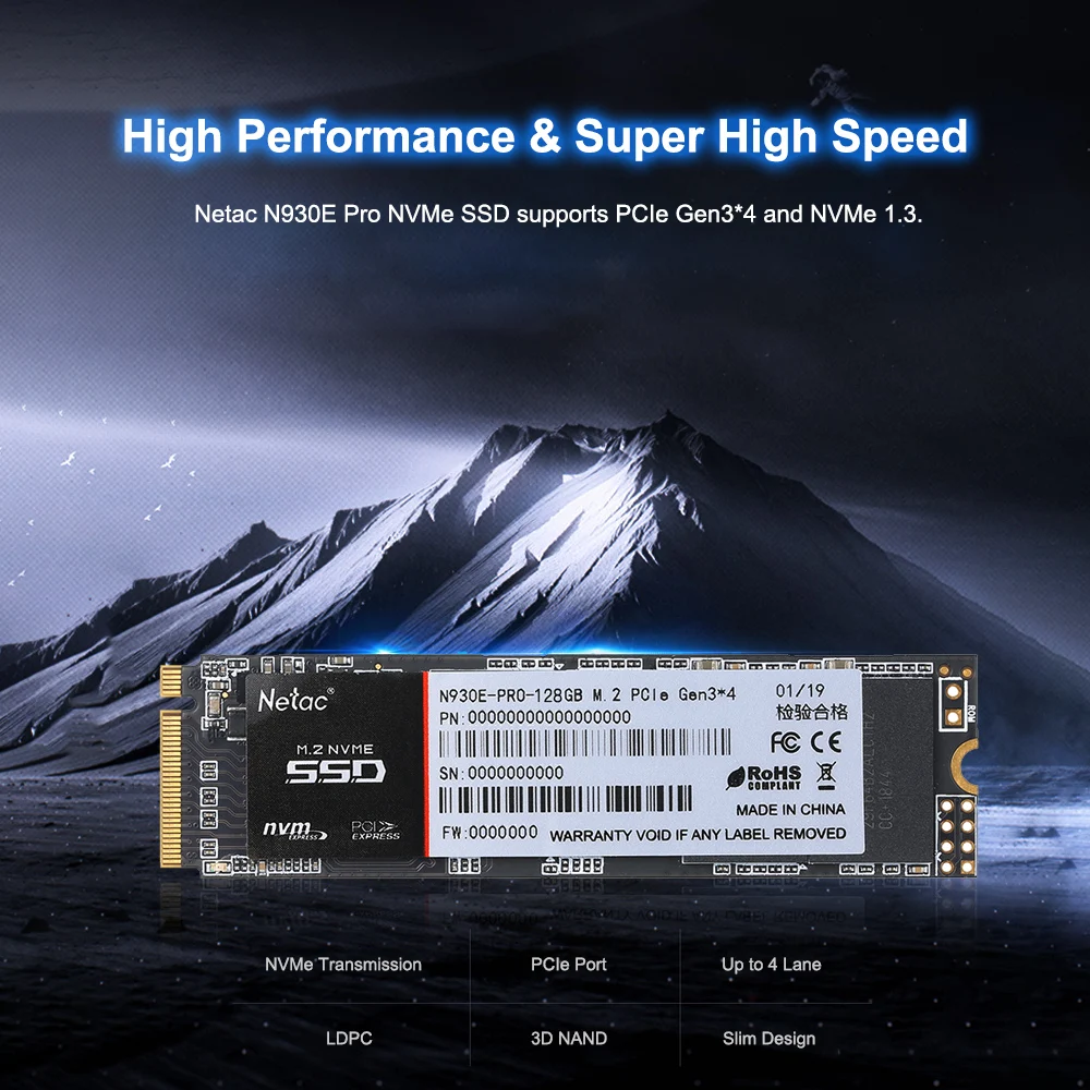 Netac N930E Pro M.2 2280 SSD 128GB 256GB 512GB NVMe PCIe Gen3* 4 3D MLC/TLC NAND Flash Внутренний твердотельный накопитель для ПК компьютера