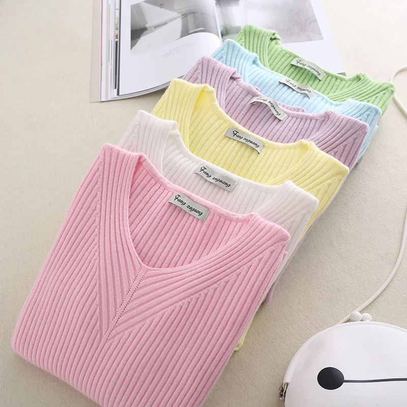 

Cashmere Thicken Sweater VNeck Women Fashion Autumn Pullovers Knitted Sweater Women Slim Knit Coat Female Blouse Winter Knitwear