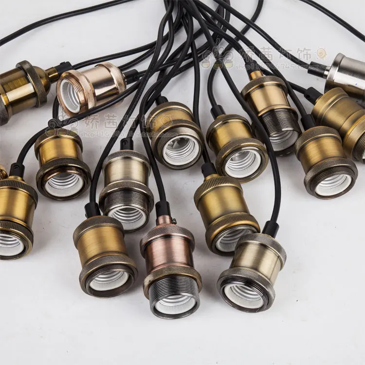 5 Pcs Together E27/E26 Screw Antique Copper Aluminum Lamp Holder Edison