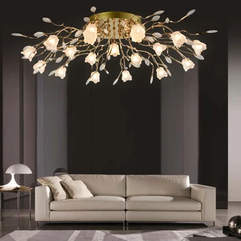 

M American Rural Luxury Crystal Ceiling Lamps Dia100cm * H23.5cm Led G4*19 Iron Lamp Base Frosted Crystal Lampshade For Foyer