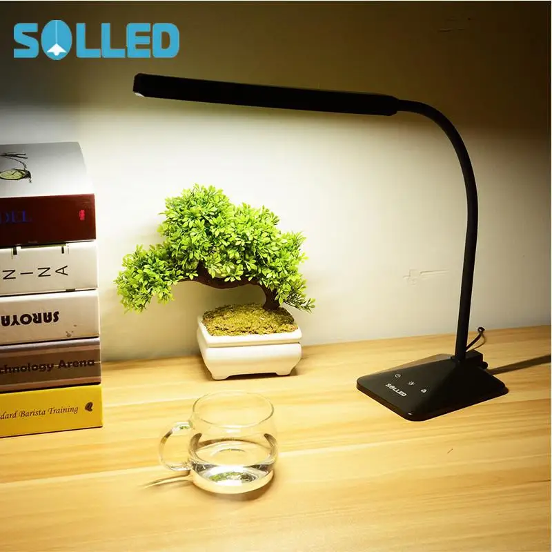 

SOLLED 8W Desk Lamp 48 PCs LG LEDs Levels Brightness Dimmable Table Light with Touch Sensitive Control Panel, Goose-neck