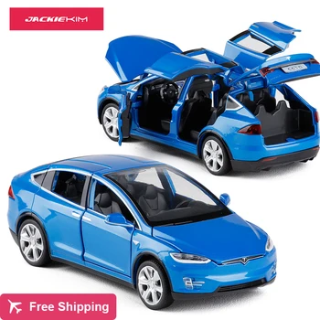 

High Simulation 1:32 Alloy Car Model Tesla MODEL X90 Metal Diecasts Toy Vehicles Pull Back Flashing Sound Kids Toy Free Shipping