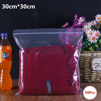 

Size 30*30cm Zip Lock Plastic Bags Reclosable Transparent Scarf/Food Storage Bag Kitchen Bedroom Package Bag Clear Ziplock Bag