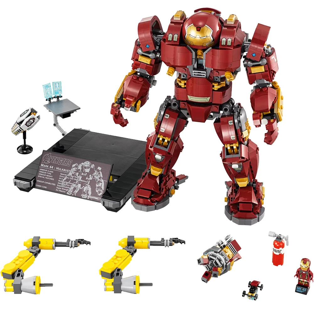 Fit Legoness Marvel 76105 Super Heroes Железный человек против Халк халкбастера мех 1527 шт