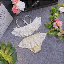 Новые летние модные милые кружевные Купальники для маленьких девочек топ+ шорты милые комплекты для маленьких детей 5 комплектов/партия