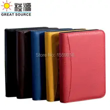 6 rings binder folder leather meeting folder with ziplock 6 rings folder bag with calculator for a6 notebook planner