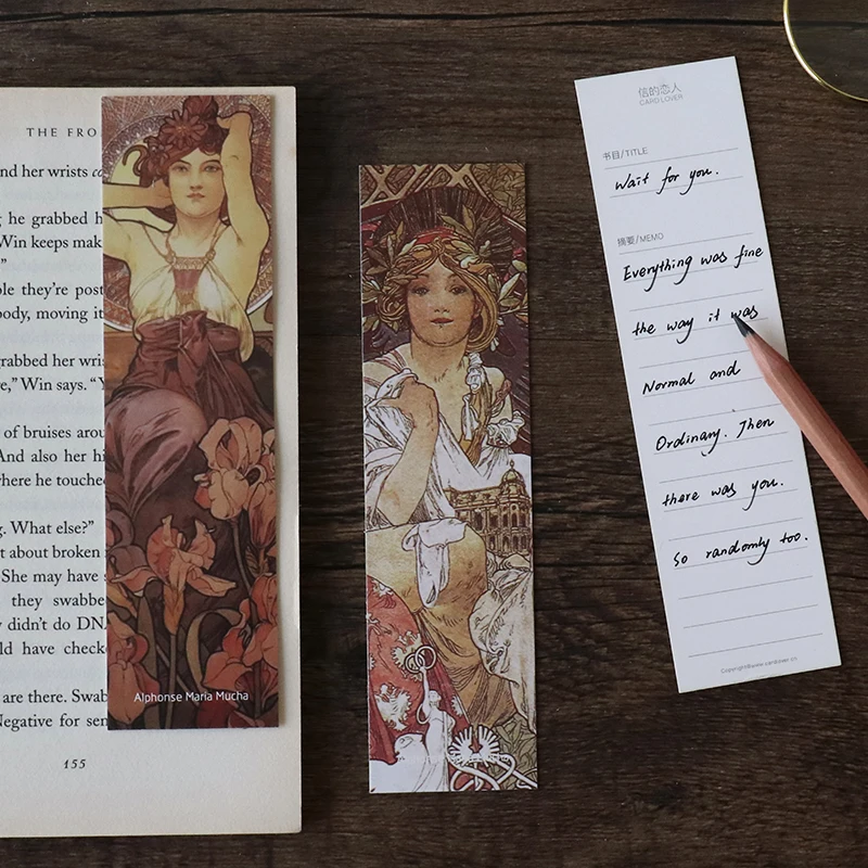 JUKUAI 30 шт Mucha закладки для книг винтажные женские закладки для рисования канцелярские принадлежности офисные принадлежности Separador De Libros 8222