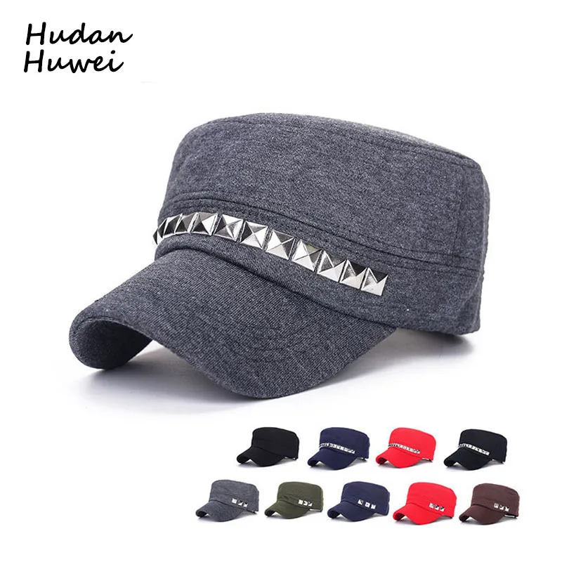 

Autumn Winter Rivet Flat Cap Hat for Men Women Trend Snapbacks Adjustable Baseball Cap Casual Unisex Cotton Peaked Cap GH-261