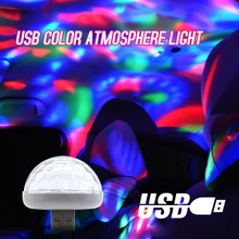 Автомобильный USB музыкальный звук управление лампы RGB DJ 4 Вт DC 5 В сценический эффект освещения вечерние KTV Красочный светодиодный атмосферная Волшебная атмосферная лампа