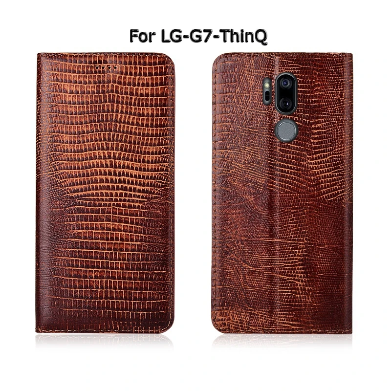 Чехол для телефона LG Q6 Mini Q7 G6 G7 ThinQ Lizard Grain раскладной Магнитный чехол с подставкой из натуральной кожи