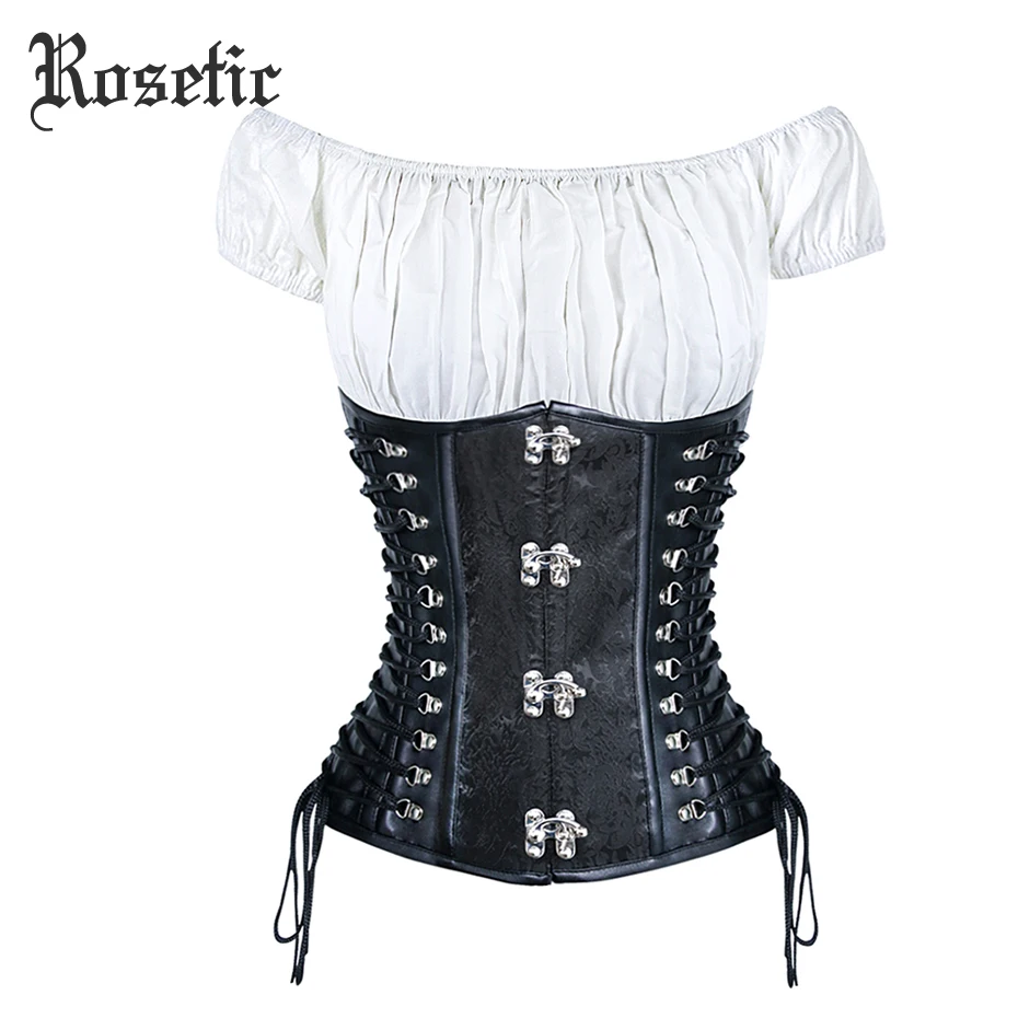 Rosetic Woman Gothic Corsets Bustiers 2018 New Sexy Club Girl Black Patchwork Lace-Up Steampunk Vintage Women Goth Belts Corsets