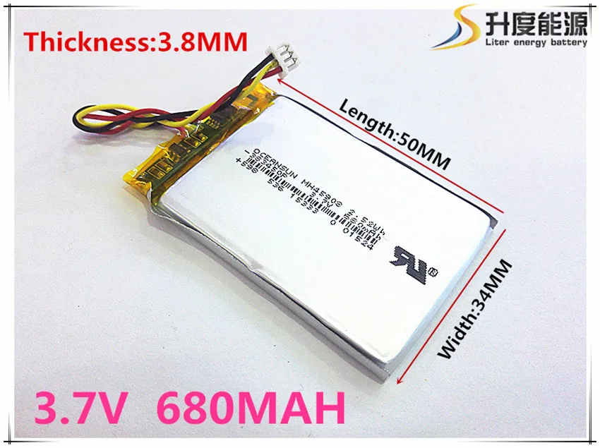 

Size 383450 3.7V 680 mah Lithium Tablet polymer battery With Protection Board For GPS Tablet PC Digital Products