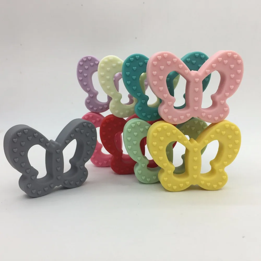 

Original Butterfly Teether Silicone Pendant BPA Free (5pcs) Nursing Necklace Baby Shower Teether Toys for Pacifier Clip