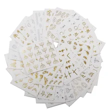 30 листов наклейка для водяного переноса изображения на ноготь золото серебро перо бабочка Звезда серия ногтей стикер DIY Украшение для косметический инструмент для ногтей