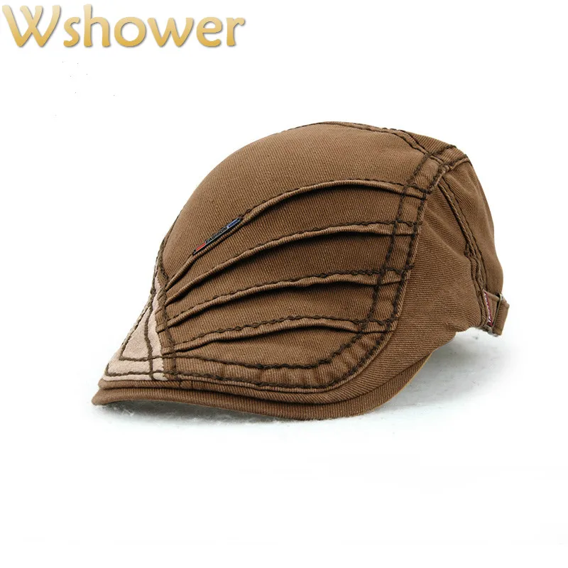 

JAMONT Coffee Black Gray Spring Autumn Visors Beret Cap Cotton Hats for Men and Women Sun hat Planas Flat Striped Berets