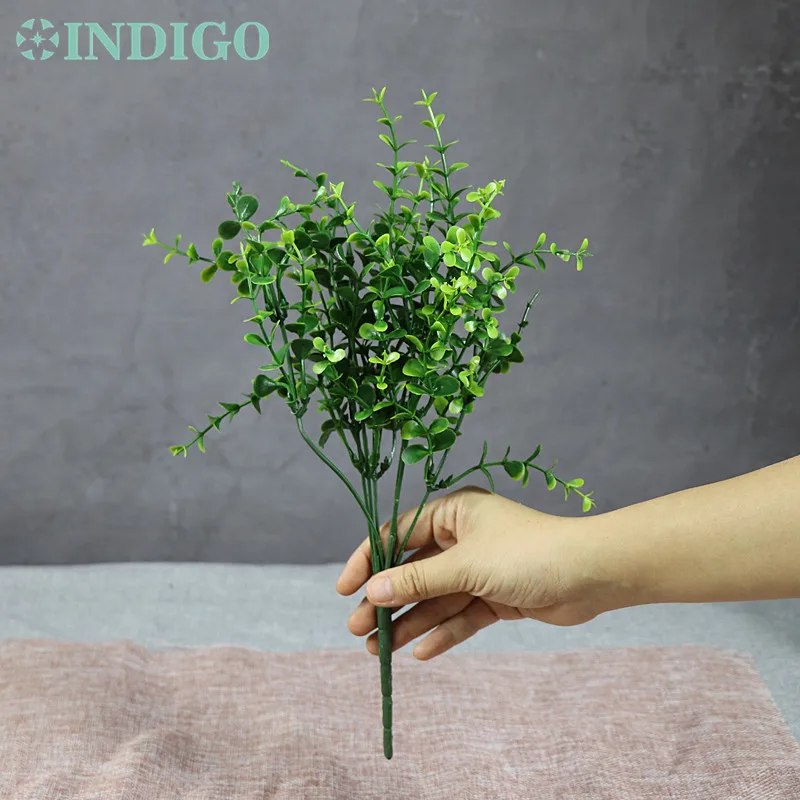 Индиго-5 шт. зеленые листья эвкалипта лист серебряный доллар украшения стены PU Цветок Искусственный завод свадебный цветок