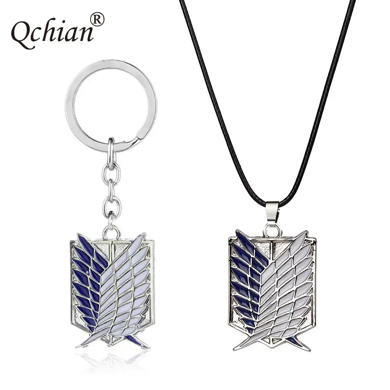 

Anime Attack On Titan Keychain shingeki no kyojin Giant Legion Flag Scout Regiment Logo Key Chians Ring Holder