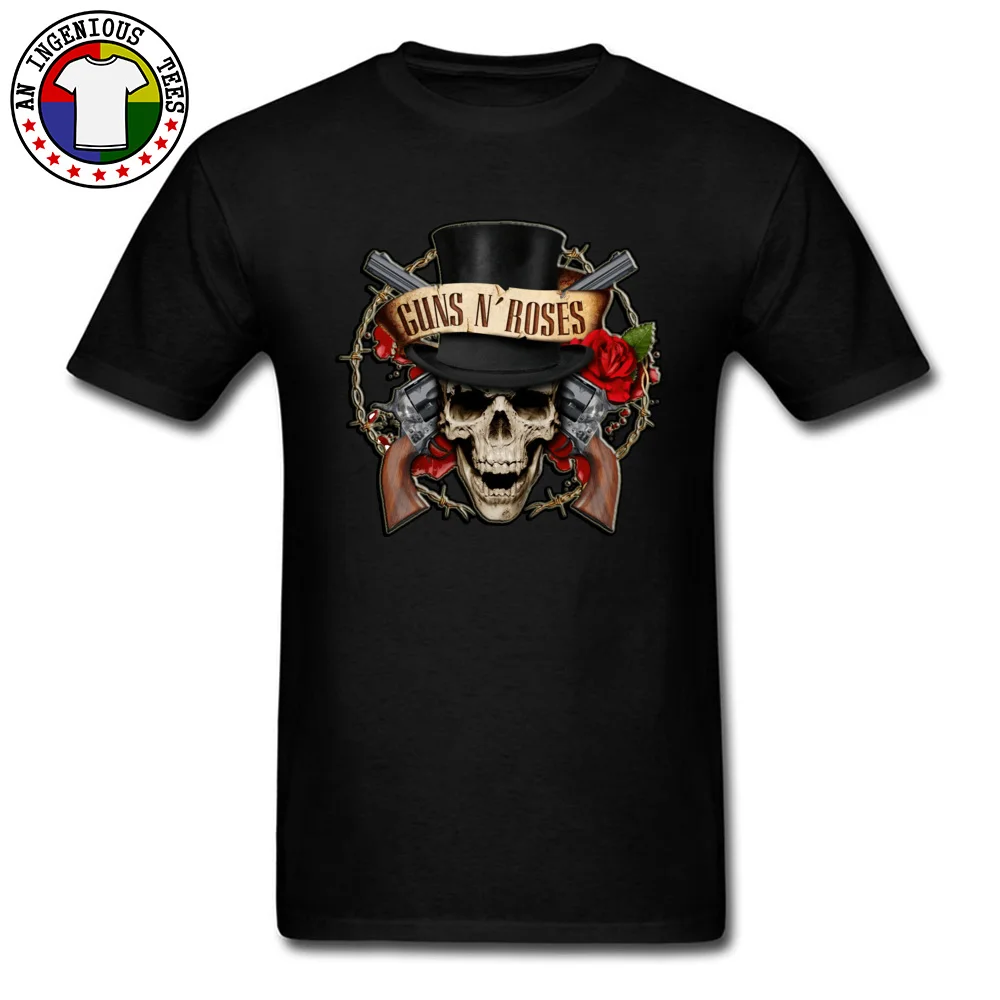 Guns N Roses O-Neck T Shirts VALENTINE DAY Tees Short Sleeve Fitted Cotton Fabric Casual Tee Shirt Print Men's Guns N Roses black