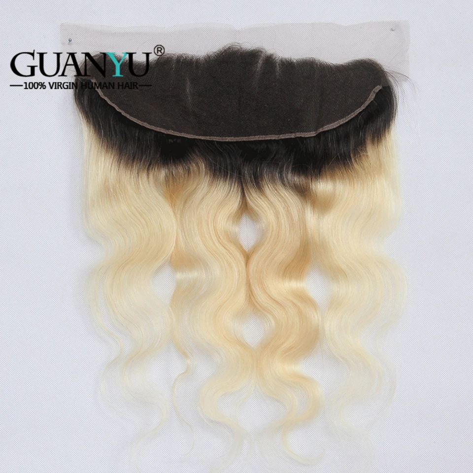 Guanyuhair Malaysian Remy Hair Pre-Plucked Ombre #1B/613 Blonde Body Wave Human Hair Bundles With Lace Frontal 13X4 Ear to Ear Guanyuhair Malaysian Remy Hair Pre-Plucked Ombre #1B/613 Blonde Body Wave Human Hair Bundles With Lace Frontal 13X4 Ear to Ear