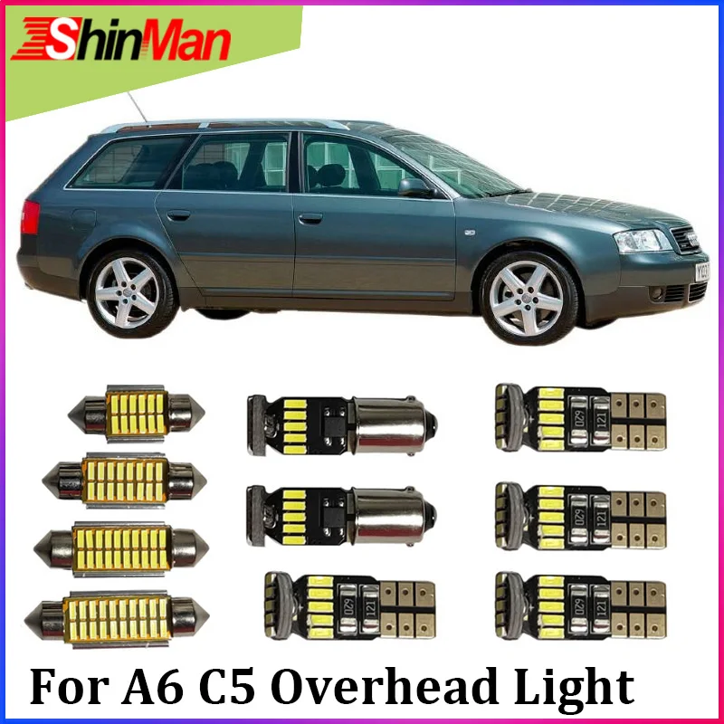 

ShinMan 8pcs Error Free LED Car Light Interior Light led Kit For Audi A6 C5 RS6 LED Overhead Light Kit 1997-2004
