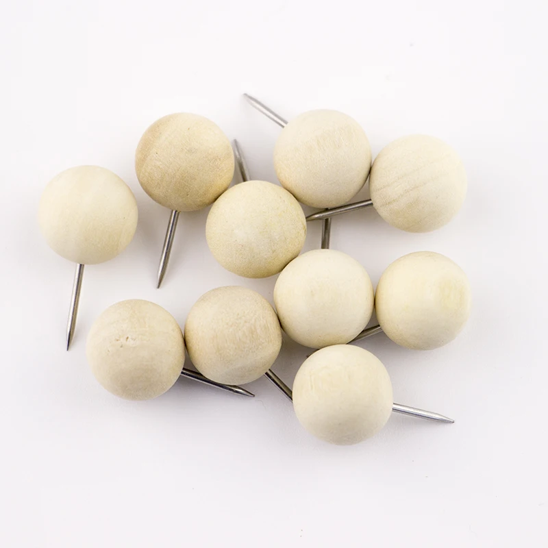 10 Pcs pack Round Wood Thumb Tack Japanese Creative Decorative Drawing Cork Board School Pin Broches