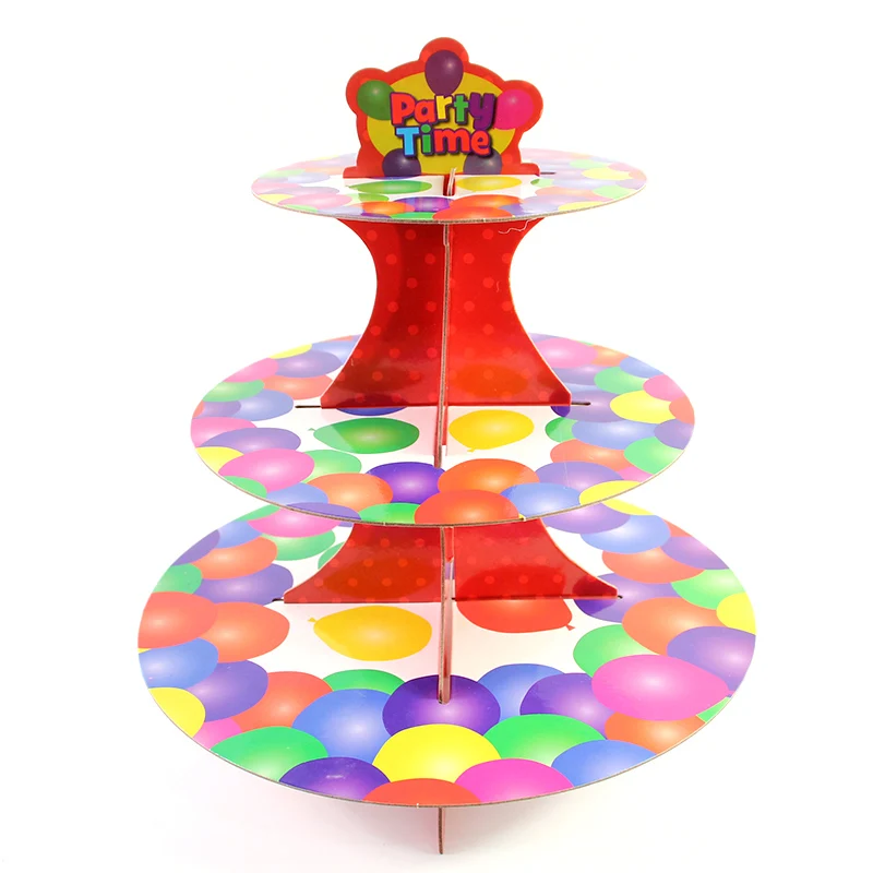 

Birthday Party balloon 3 Tier Cake Holder For Food Wedding Christmas Decorations Dinner Party Dessert Cardboard Cupcake Stand