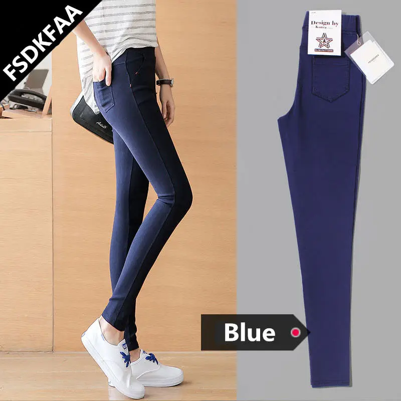 FSDKFAA Ripped Skinny Pencil Jeans Woman Plus Size High Waist Mom Stretch jeans Ladies Denim Pants Trousers Women Jean Femme