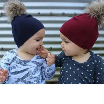 

Baby Boys Girls Pom Poms Hat Children Winter Hat Beanies Solid Baby Hat Infant Toddler Cap Warm