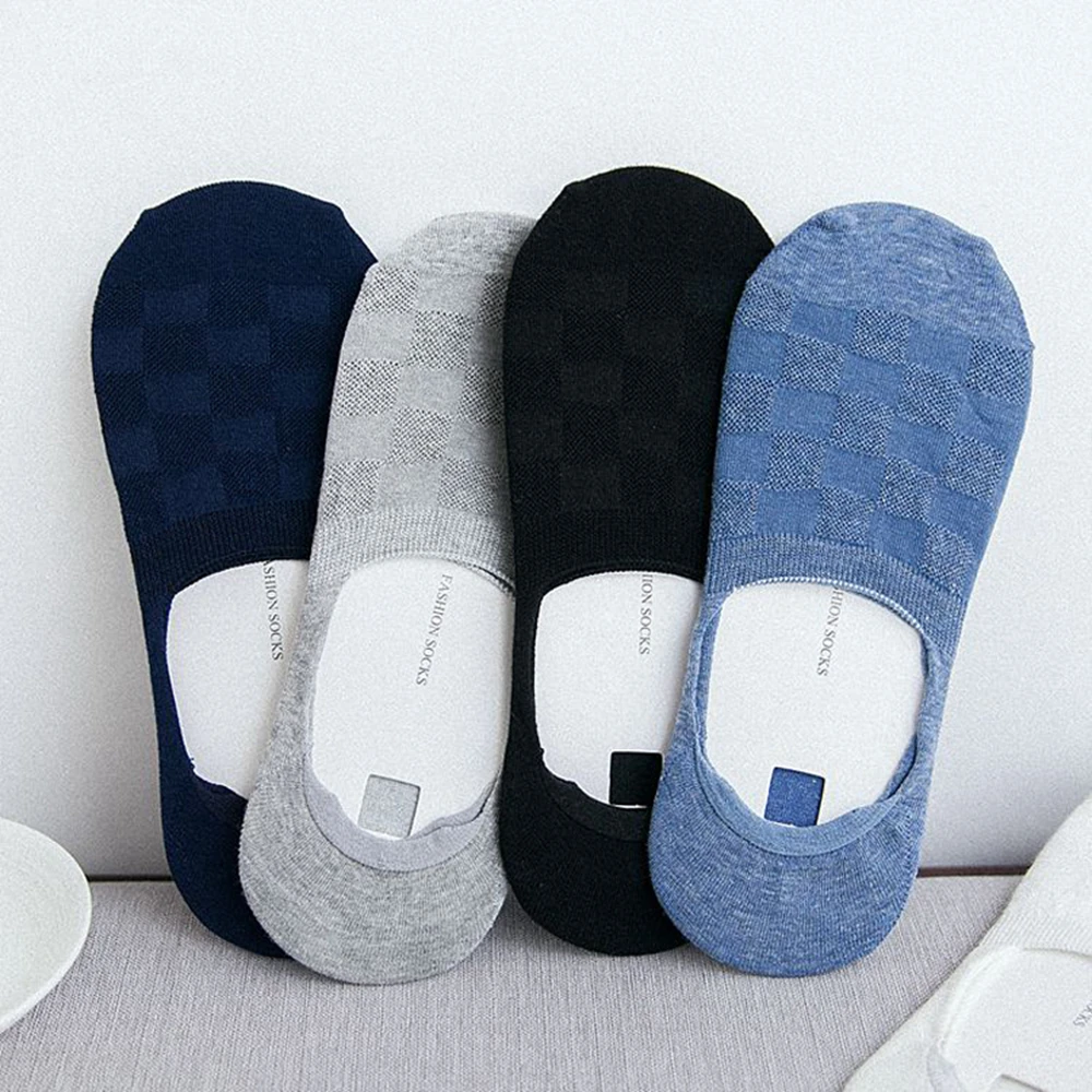 Новые модные носки-башмачки для счастливых мужчин лето-осень Нескользящие силиконовые невидимые хлопковые носки мужские короткие носки, тапочки Meia