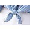 Women's Blouse Female Summer Denim Jacket Shirt Thin Short Knot Shawl Crop Tops Cardigan Sunscreen Clothing 4