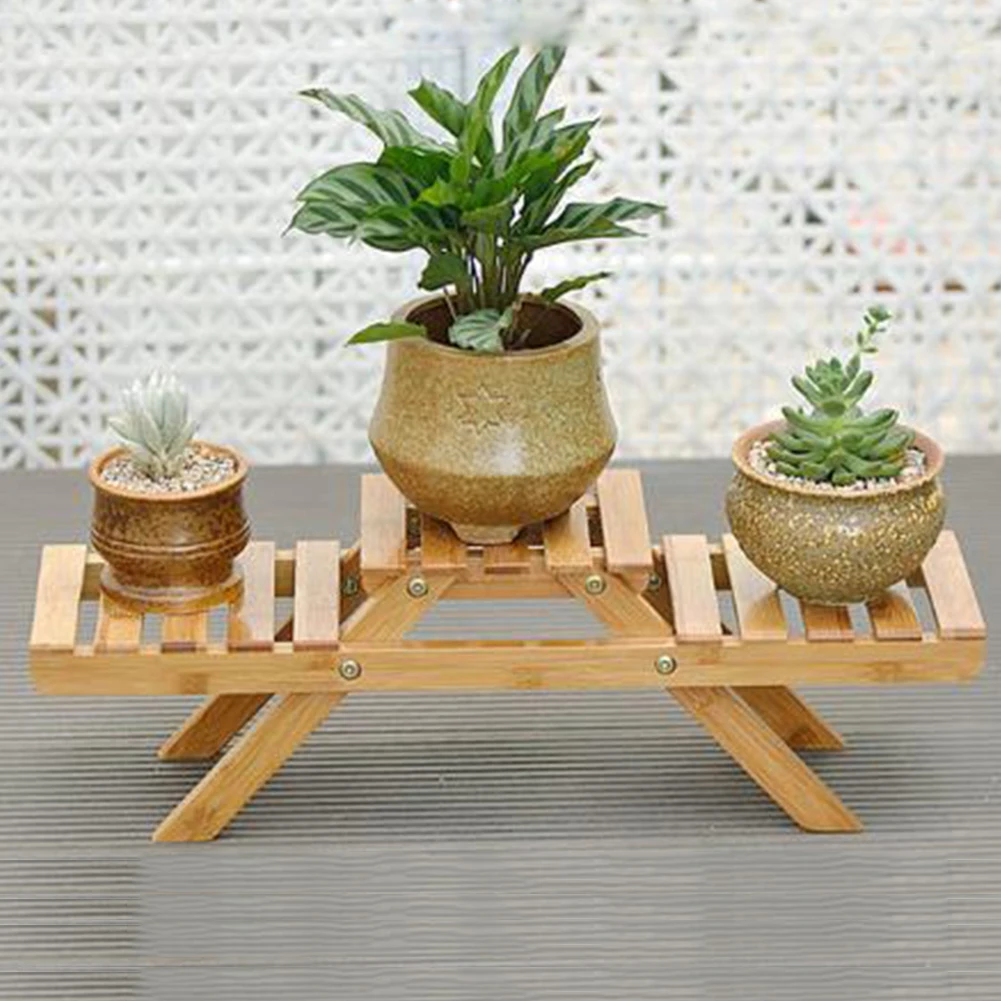 

Outdoor Multilayer Garden Table Planter Indoor Plant Living Room Pot Rack Home Decor Flower Shelf Bamboo Display Stand Holder