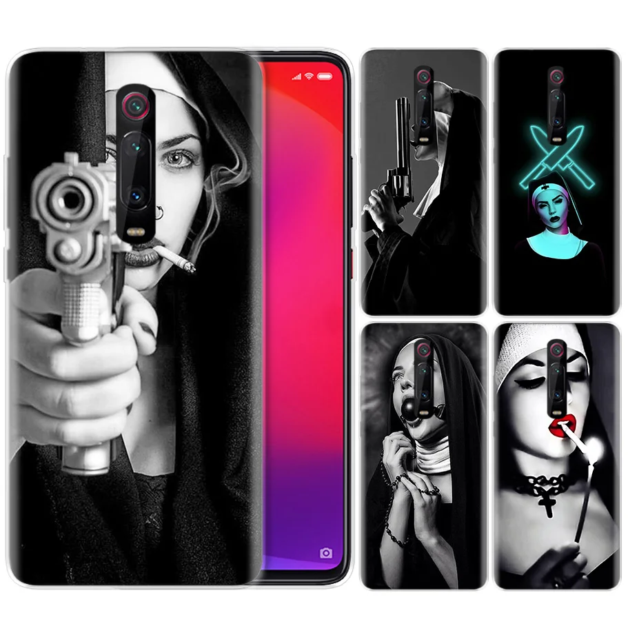 

Silicone Case for Xiaomi Redmi K20 Pro K20Pro Note 5 6 7 7A 6A Mi A2 A1 8 Lite 9 S2 Pocophone F1 Sister Nun