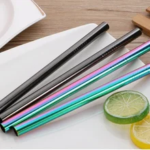 100 шт. Еда Класс 304 Нержавеющая сталь прямые трубочки многоразовый металлический смузи соломинки 12 мм x 215 мм wen6915