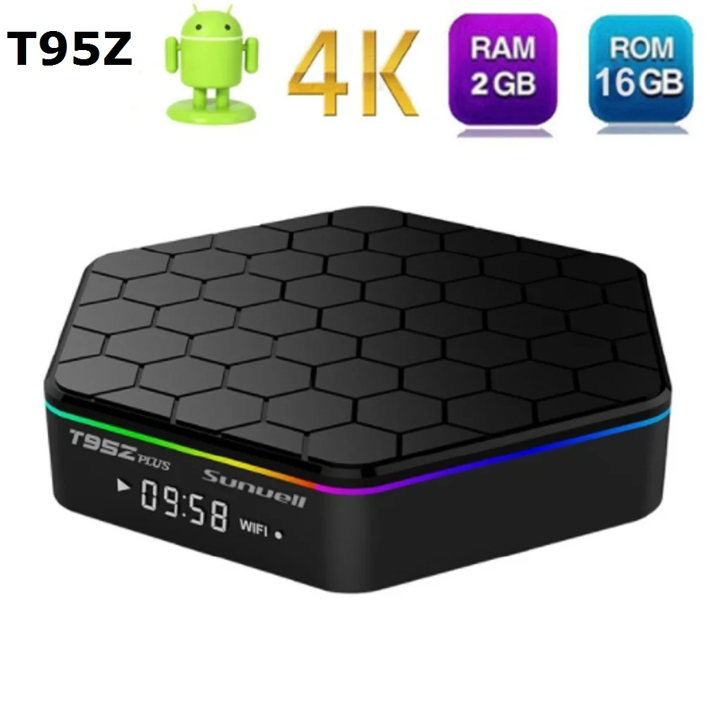 Новый T95Z PLUS Android ТВ Box Amlogic S912 Octa Core 2 Гб оперативной памяти, 16 Гб встроенной памяти, Android 7,1 Смарт ТВ коробка 2,4 г/с) Wi-Fi 5 ГГц Wi-Fi Bluetooth IP ТВ коробка